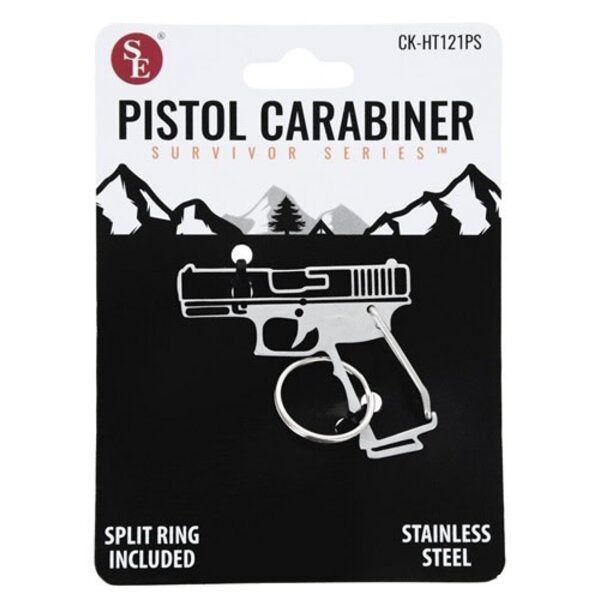 Pistol Stainless Steel Carabiner with Split Ring (1/2" x 2")
