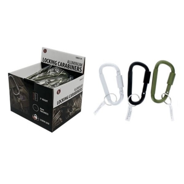 Aluminum Locking Carabiners Assorted (3" x 8mm)