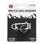 9mm Flat Nose Stainless Steel Carabiner with Split Ring (3/4" x 2.25")