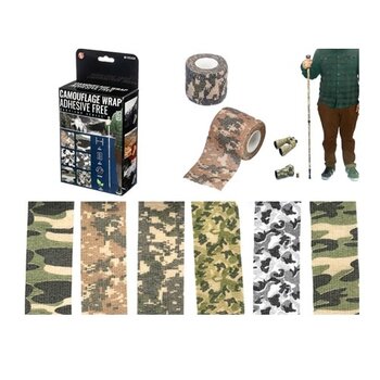 6pc Assorted Camouflage Adhesive Free Wrap (2" x 15")