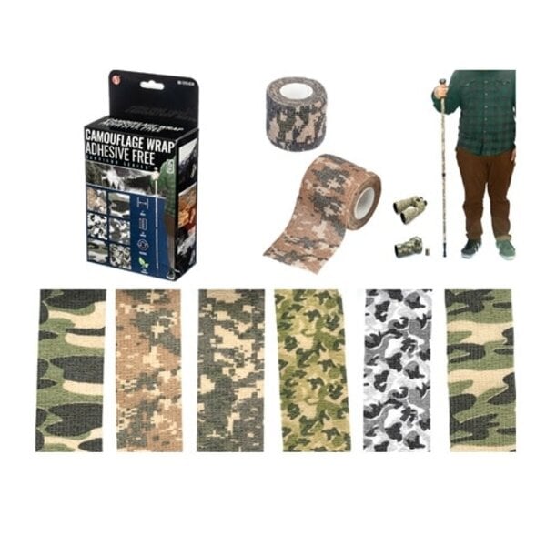 6pc Assorted Camouflage Adhesive Free Wrap (2" x 15")