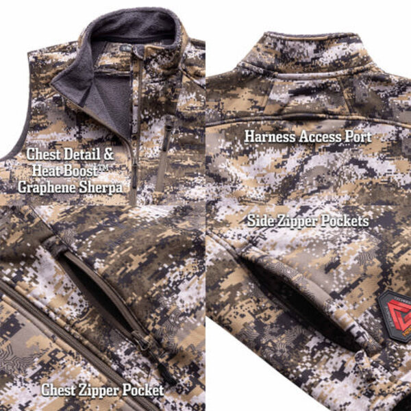 HUNTWORTH Saskatoon Heat Boost HW Windproof Soft Shell Hunting Vest Disruption