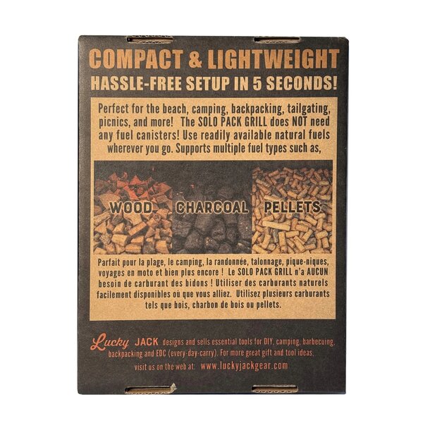 LUCKY JACK Solo Pack Grill – Portable Flat-Pack Camp Grill