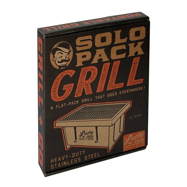 LUCKY JACK Solo Pack Grill – Portable Flat-Pack Camp Grill