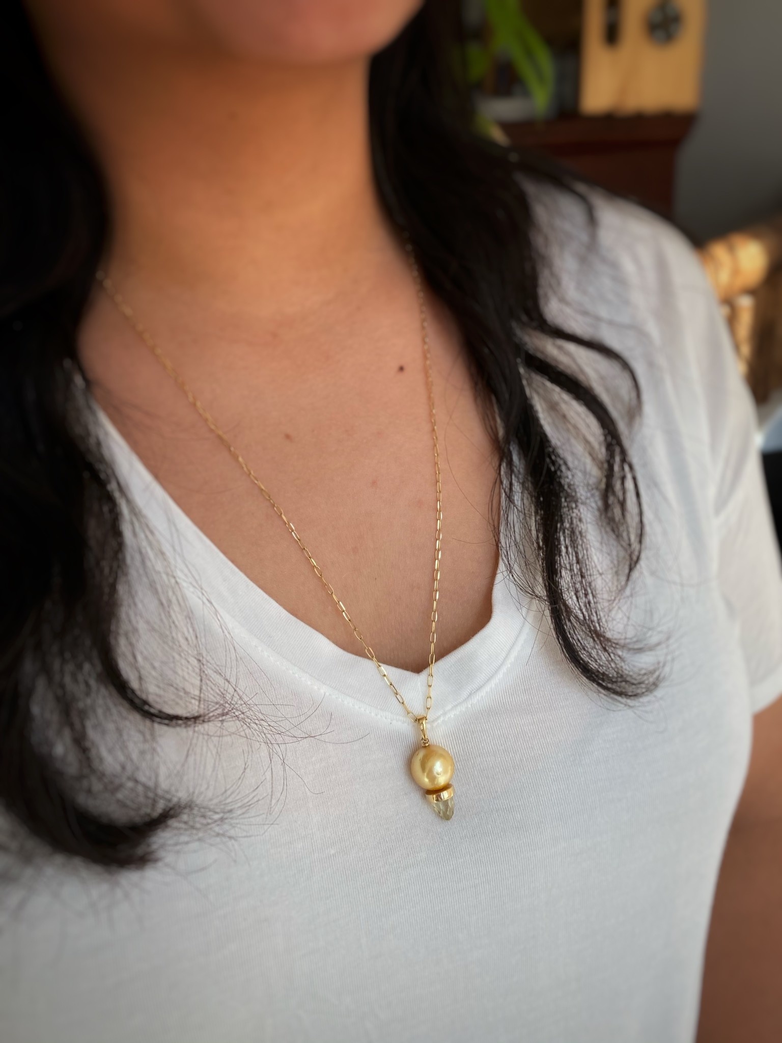 YG Pearl \u0026 Citrine Necklace - EK Jewelers