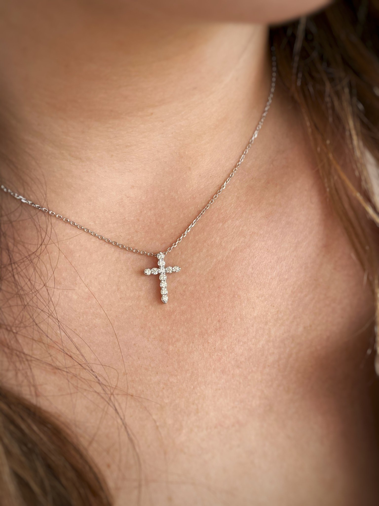 14K White Gold Diamond Cross Necklace | EK Jewelers - EK Jewelers