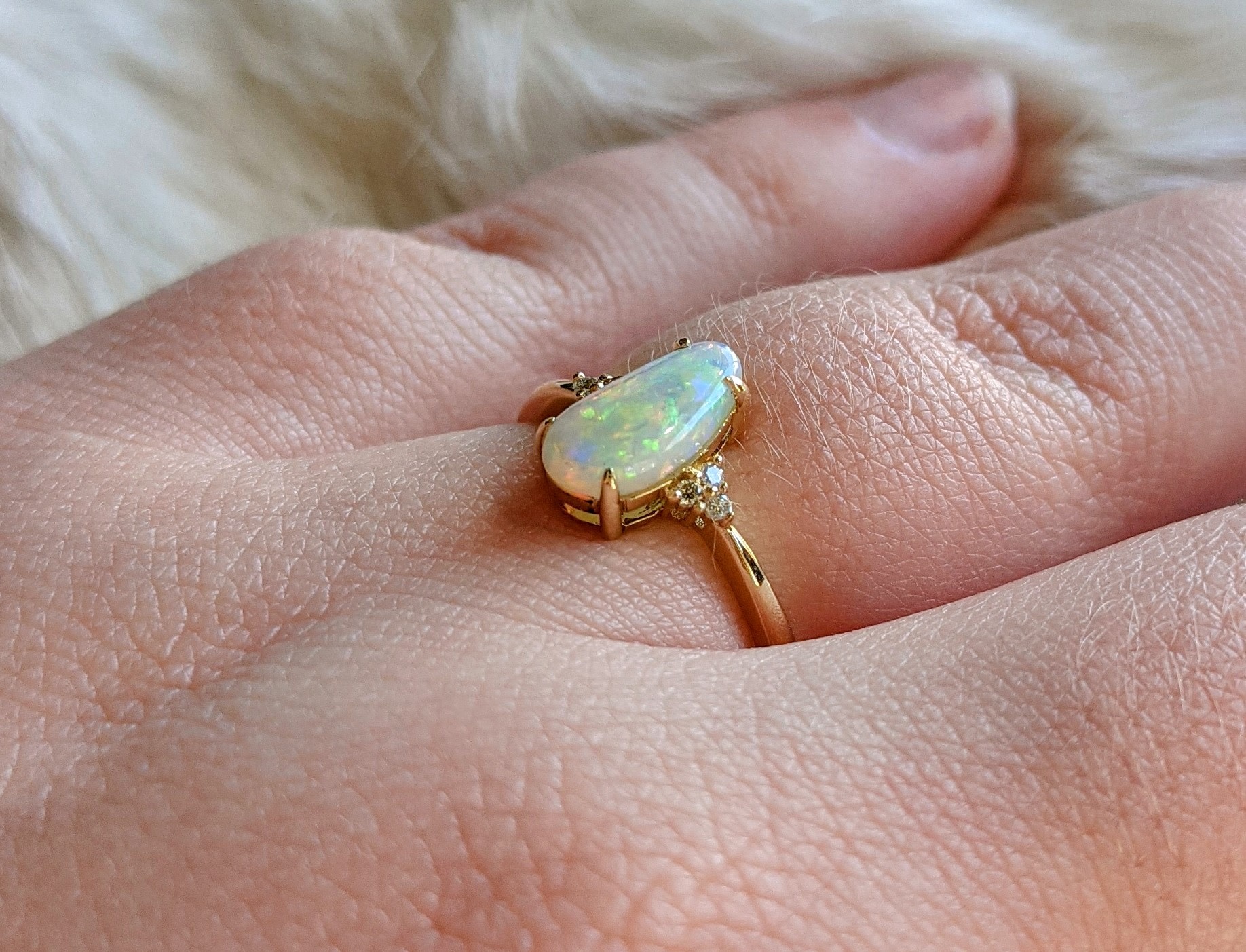 14k opal diamond ring