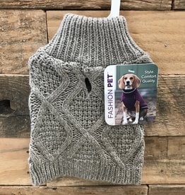 Fashion Pet Fisherman Sweater Taupe Xsm