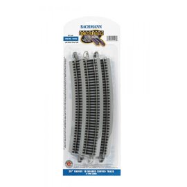 BACHMANN TRAINS BAC 44506  28" Radius 18 Degree Curved Nickel Silver E-Z Track w/Grey Roadbed (5/card)R