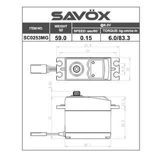 Savox SAV SC0253MG Standard Digital Servo, 0.15sec / 83.3oz @ 6V