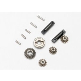 TRA 7082  Gear set, differential (output gears (2)/ spider gears (3))/ differential output shafts (2)/ 1.5x6mm pin (3)/ 1.5x8mm pin (2) 1/16 REVO SUMMIT SLASH