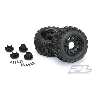 Proline Racing PRO 1012510 Badlands MX28 2.8" All Terrain Tires Mounted for Stampede 2wd & 4wd Front and Rear, Mounted on Raid Black 6x30 Removable Hex Wheels
