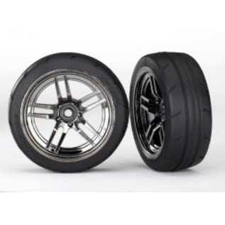 TRAXXAS TRA 8373 Tires and wheels, assembled, glued (split-spoke black chrome wheels, 1.9' Response tires) (front) (2)