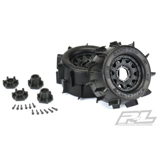 Proline Racing PRO 1186-10 Sand Paw 2.8" Sand Tires Mounted on Raid Black 6x30