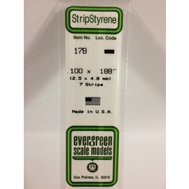 EVERGREEN EVG 178 EVERGREEN POLYSTYRENE .001 X .188" (2.5 X 4.8 mm) 7 STRIPS