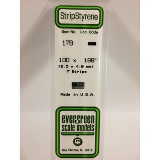 EVERGREEN EVG 178 EVERGREEN POLYSTYRENE .001 X .188" (2.5 X 4.8 mm) 7 STRIPS
