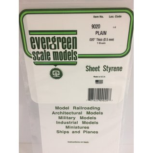 EVERGREEN EVG 9020 PLAIN .020" THICK (0.5mm) 3 sheets