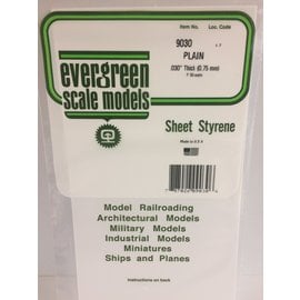 EVERGREEN EVG 9030 PLAIN SHEET .030 (2 PACK)