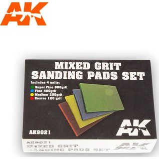 AK INTERACTIVE AK 9021 MIXED GRIT SANDING PADS SET, 4 UNITS, 120-220-400-800 GRIT