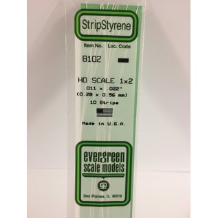 EVERGREEN EVG 8102 HO 1X2 EVERGREEN POLYSTYRENE