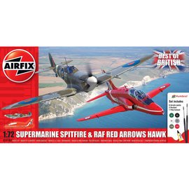 AIRFIX AIR A50187 SUPERMARINE SPITFIRE & RAF RED ARROWS HAWK STARTER SET