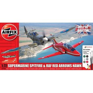 AIRFIX AIR A50187 SUPERMARINE SPITFIRE & RAF RED ARROWS HAWK STARTER SET