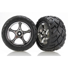 TRAXXAS TRA 2478R Tires & wheels, assembled (Tracer 2.2' chrome wheels, Anaconda 2.2' tires with foam inserts) (2) (Bandit rear)
