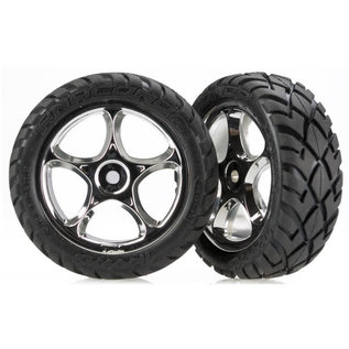 TRAXXAS TRA 2479R Tires & wheels, assembled (Tracer 2.2' chrome wheels, Anaconda 2.2' tires with foam inserts) (2) (Bandit front)
