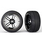 TRAXXAS TRA 8374 Tires and wheels, assembled, glued (split-spoke black chrome wheels,1.9' Response tires) (extra wide, rear) (2)