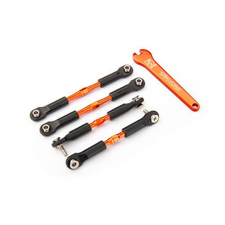 TRAXXAS TRA 3741T Turnbuckles, aluminum (orange-anodized), camber links, front, 39mm (2), rear, 49mm (2) (assembled w/rod ends & hollow balls)/ wrench