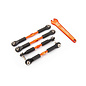 TRAXXAS TRA 3741T Turnbuckles, aluminum (orange-anodized), camber links, front, 39mm (2), rear, 49mm (2) (assembled w/rod ends & hollow balls)/ wrench
