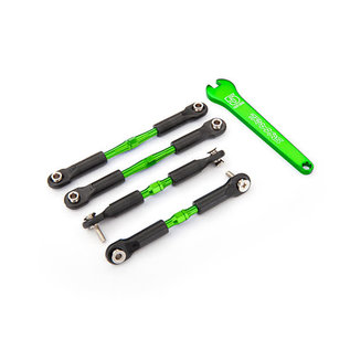 TRAXXAS TRA 3741G Turnbuckles, aluminum (green-anodized), camber links, front, 39mm (2), rear, 49mm (2) (assembled w/rod ends & hollow balls)/ wrench