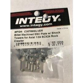 INTEGY INT C30789SILVER Billet Machined ESC Plate w/ Shock Towers for Axial 1/24 SCX24 Rock Crawler