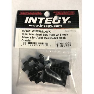 INTEGY INT C30789BLACK Billet Machined ESC Plate w/ Shock Towers for Axial 1/24 SCX24 Rock Crawler