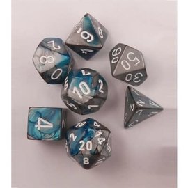 CHESSEX CHX 26456 Gemini: 7Pc Steel-Teal / White