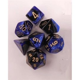 CHESSEX CHX 26435 Gemini: 7Pc Black-Blue / Gold