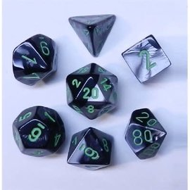 CHESSEX CHX 26445 Gemini: 7Pc Black-Grey / Green