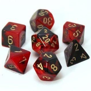 CHESSEX CHX 26433 Gemini: 7Pc Black-Red / Gold