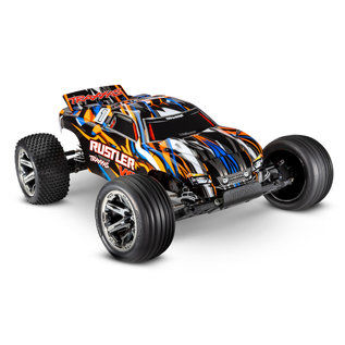 TRAXXAS TRA 37076-74-ORNG Rustler® VXL: 1/10 Scale Stadium Truck. Ready-to-Race® with TQi™ Traxxas Link™ Enabled 2.4GHz Radio System, Velineon® VXL-3s brushless ESC (fwd/rev), Pro Series Magnum 272R™ Transmission, and Traxxas Stability Management (TSM)®.