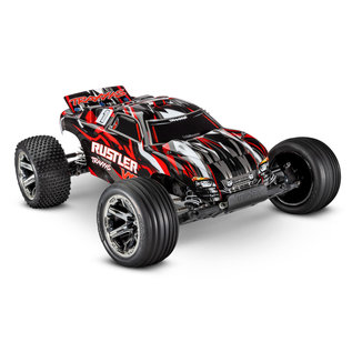 TRAXXAS TRA 37076-74-RED Rustler® VXL: 1/10 Scale Stadium Truck. Ready-to-Race® with TQi™ Traxxas Link™ Enabled 2.4GHz Radio System, Velineon® VXL-3s brushless ESC (fwd/rev), Pro Series Magnum 272R™ Transmission, and Traxxas Stability Management (TSM)®.