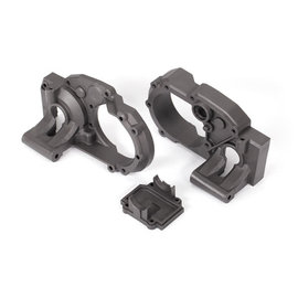 TRAXXAS TRA 9493 Gearbox halves, left & right/ differential cover (charcoal gray)