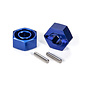 TRAXXAS TRA 1654X Wheel hubs, 12mm hex (blue-anodized, lightweight aluminum) (2)/ axle pins (2)