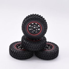 HOBBY DETAILS HDT SCX24-48 Hobby Details 1.0'' Pre-mounted Wheel & Tire Set (4) Red Stripe