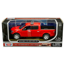 MOTOR MAX MM 76981RD 2019 FORD F-150 LARIAT CREW CAB W/LIGHTBAR RED 1/24 DIE-CAST