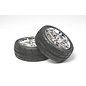 TAMIYA TAM 53956 RC 10 SPOKE METAL PLATED WHEELS (2) with cemented radial tires 24mm offset 0