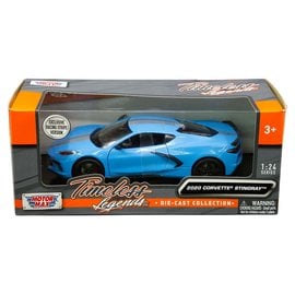 MOTOR MAX MM 79360-BL-S 2020 CORVETTE C8 BLUE/SILVER (EXCLUSIVE RACING STRIPE VERSION) 1/24 DIE-CAST