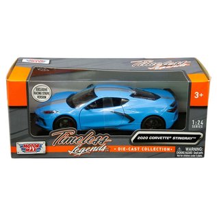 MOTOR MAX MM 79360-BL-S 2020 CORVETTE C8 BLUE/SILVER (EXCLUSIVE RACING STRIPE VERSION) 1/24 DIE-CAST