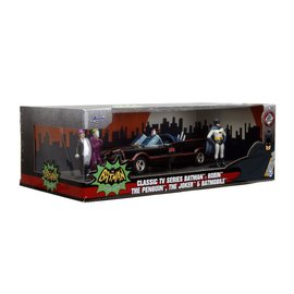 JADA TOYS JAD 33737 Jada 1/24 "Hollywood Rides" 1966 Classic TV Series Batmobile DIE-CAST (display window cracked)