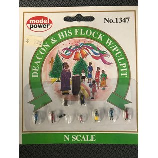 MODEL POWER M/P 1347 Deacon and his flock with pulpit N scale