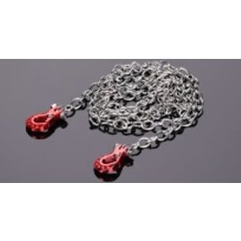 HOBBY DETAILS HDT EL01102A  Hobby Details 1/10 RC Crawler Accessories Tow Chain with Premium Red Hooks, Silver Chain: 890mm
